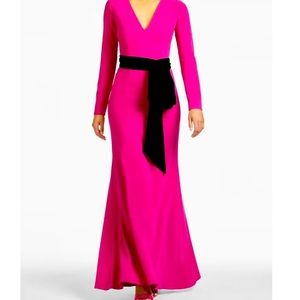 Long Sachin & Babi Vivian Gown in Pink Topaz/knit jersey